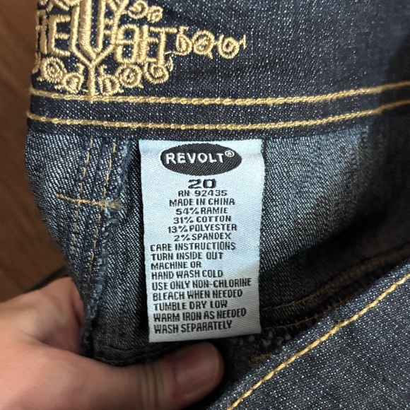 Revo Dark Blue Denim Jeans with Gold Stitching - Picture 2 of 2
